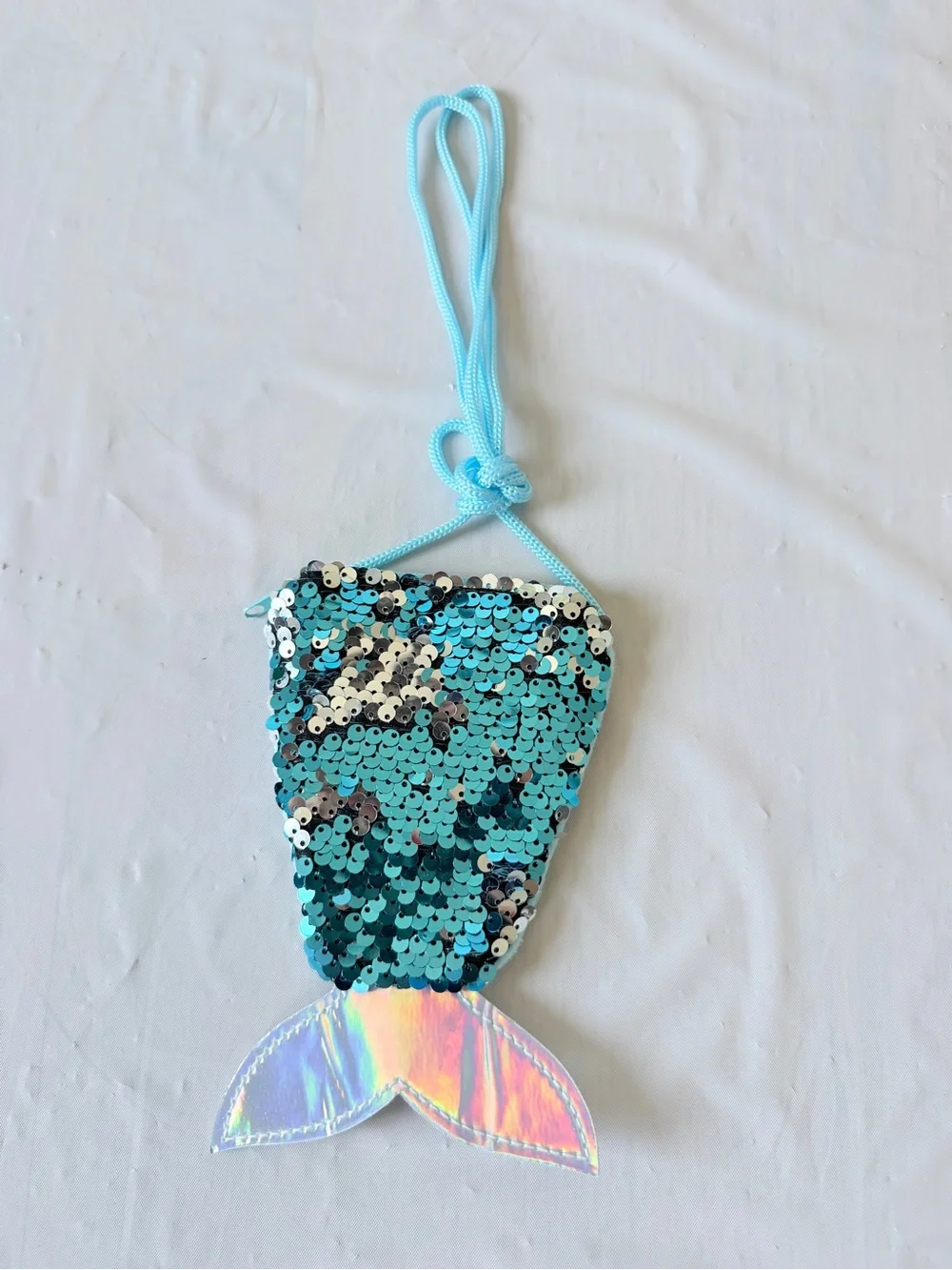 Justice Pastel Rainbow Flip Sequin Fanny Pack Aqua blue Adjustable Strap nWOT